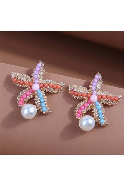 Mini Starfish - Colorful and Jewelled Earrings