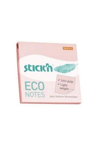 Stickn 76x76 Mm Eco Notes 100 Sheets Pastel Pink Adhesive Note Paper