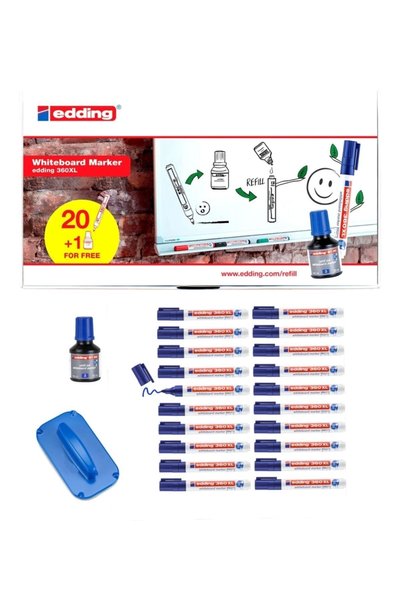 360 XL Whiteboard Pen Set of 20 Ink +Board Eraser Tkm