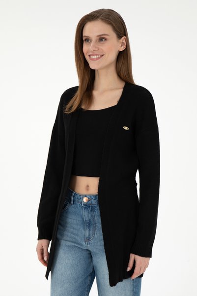 Women's Black Knitwear Cardigan 50297102 -Vr046