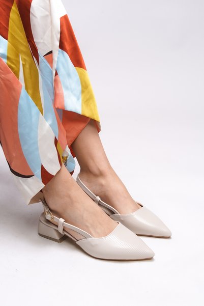 Zellanys Women's Open Back Pointed Toe Heeled Shoes 0012350   Skin Patent Leather Striped