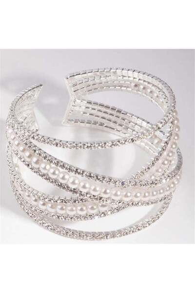 Cross Bracelet with Pearls and Crystal