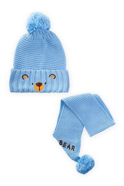 4-8 years old scarf beanie two-piece set blue