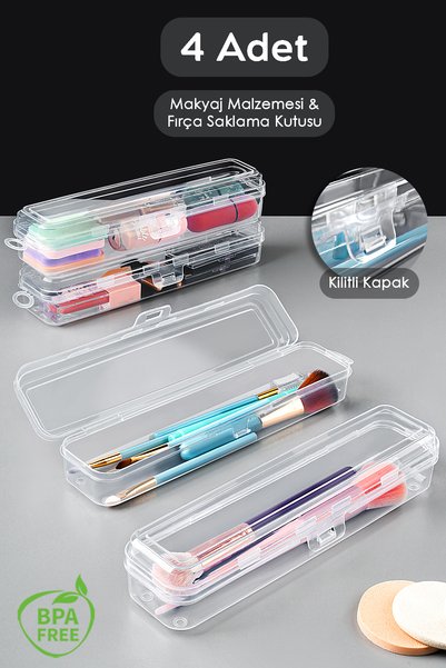 4-Pack Portable Makeup Organizer - Clear Multipurpose Cosmetic Makeup Brush Organizer Brush Holder