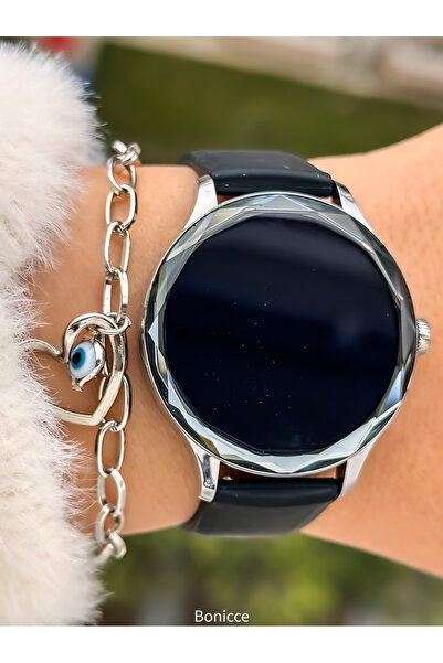 33 mm црно силиконско ремче FSW1118D Amoled екран женски паметен часовник со подарок нараквица