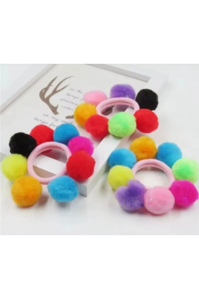 Children's Buckle with Big Pompom 3-Piece Rubber Buckle