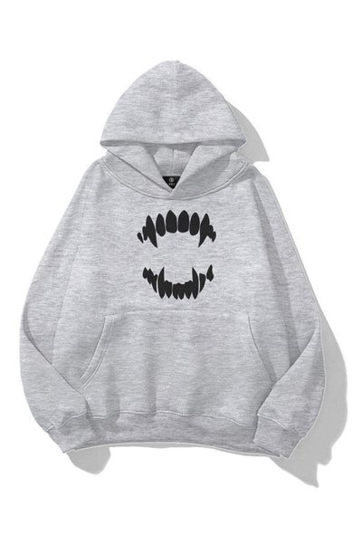 Unisex Teeth Sweatshirt Gray Melange