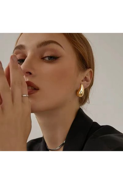 Women's Gold Mini Drop Earrings, Mini Bottega Gold