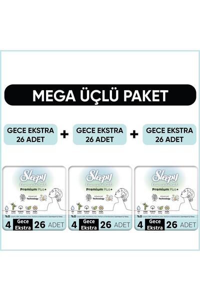 Bio Natural Premium Plus хигиенски влошки мега пакување ноќни екстра 26X3 (78 парчиња)