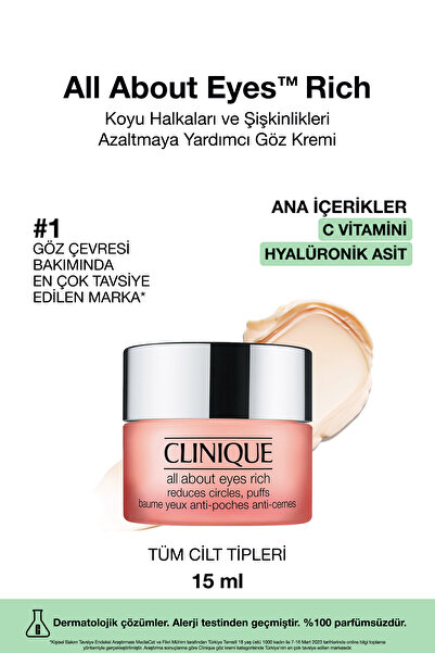 All About Eyes Rich™ интензивна крема за очи со хијалуронска киселина и кофеин 15ml | за отоци и темни кругови