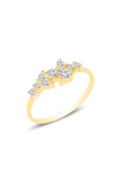Silver Gold Gilded Zircon Stone Lady Silver Ring