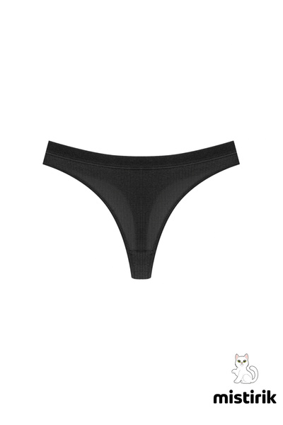 Paulo Model Ribbed Thong Slip No-Trace Panties Black Color