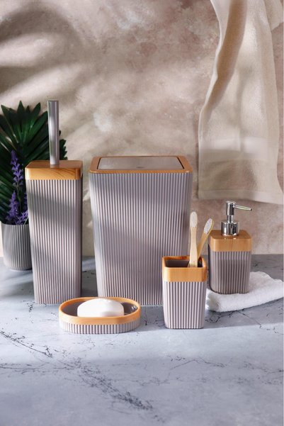 Beige Acrylic Columb 5 Piece Bathroom Set