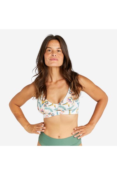 Women's Athlete Cut V-Neck Bikini Top - White - Agatha