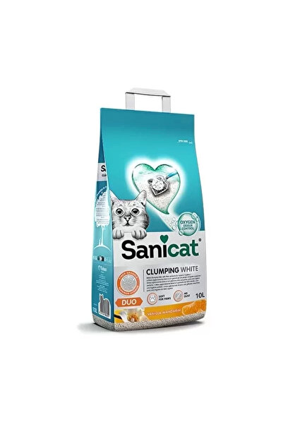Sanicat Duo грудвачки песок за мачки со мирис на ванила и мандарина 10 Lt
