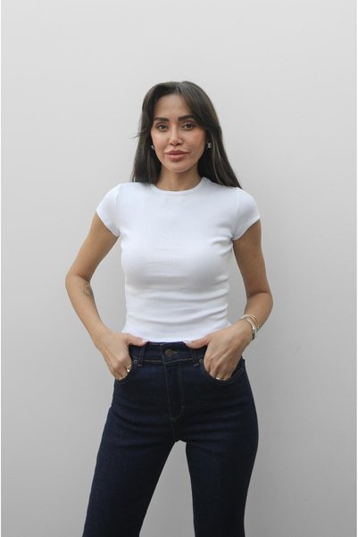 White Picks Crew Neck Fit T-Shirt