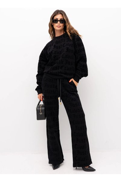 High Waist Standard Black Women's Trousers 77PAAC00
