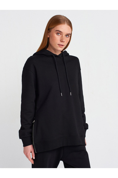 40401 Side Zippers Sweatshirt-Black