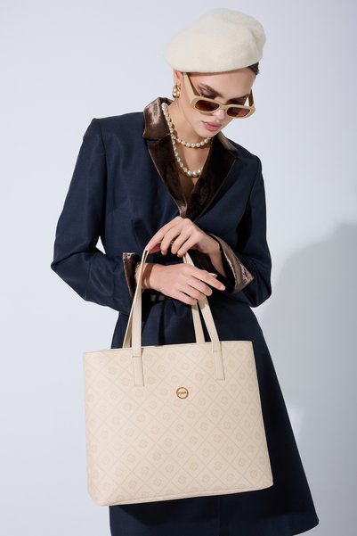 Beige Women's Hand and Shoulder Bag 05Fo25Y5036
