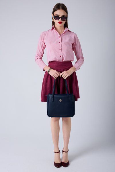 Navy Blue Women's Hand and Shoulder Bag 05Fo25Y5035