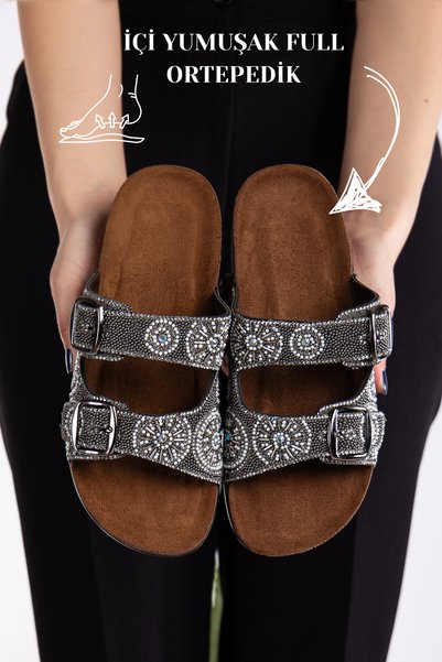 Pien Double Buckle Stylish Daily Full Orthopedic Slippers