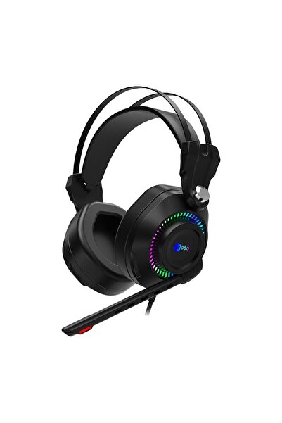 Ht405 3.5mm џек USB жични RGB осветлени гејмерски слушалки црни