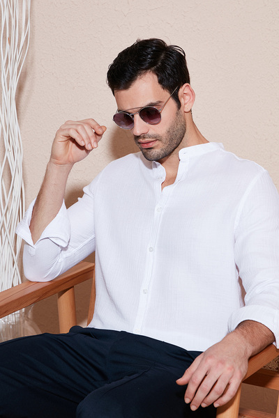 Cotton Regular Fit Prevailing Collar Shirt Men's Shirt Cf25S 127702