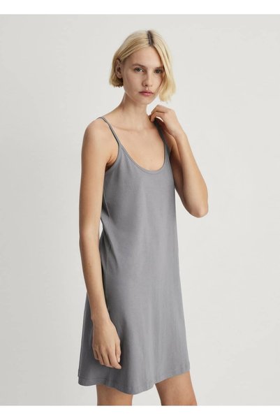 Cotton plain design nightgown with straps