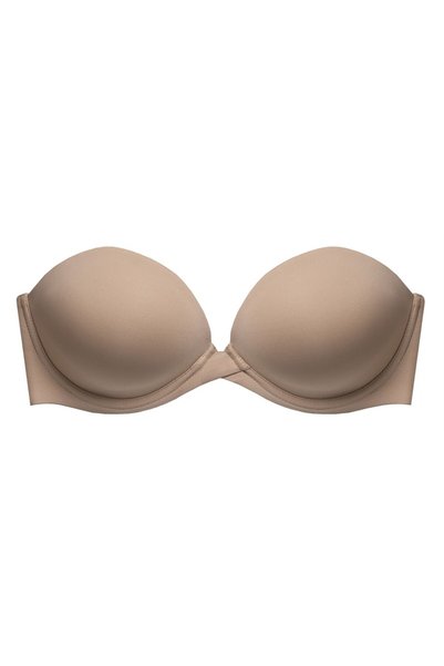 2087 Plain Fabric Multi-Padded Strapless Bra - Skin