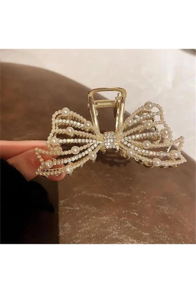 Gold Pearl and Jewelled Clothes Bow - Buckle