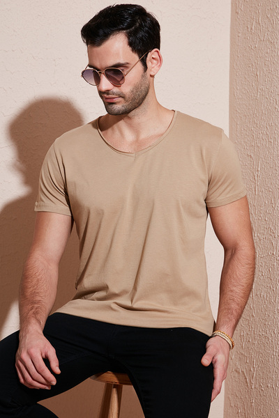 Cotton Slim Fit V-Neck Basic t Shirt Men's t Shirt 5412001