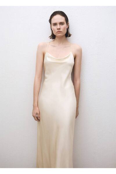 Drape Collar Silk Dress