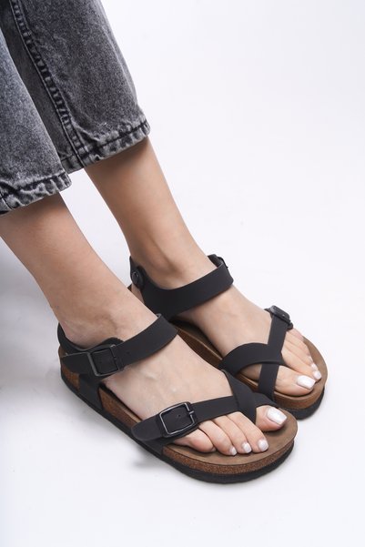 Clarmythe Women's Flip Flop Sandals 0012503 Matte Black