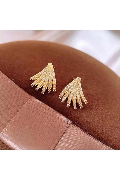 Gold Triangle Crystal Hoop Earrings
