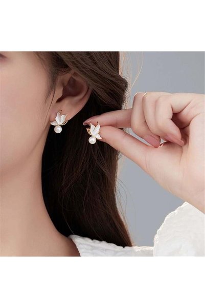 Mini Butterfly Earrings with White Pearls