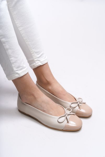 Saelstele Women's Ballet Flats 001298 Beige Leather