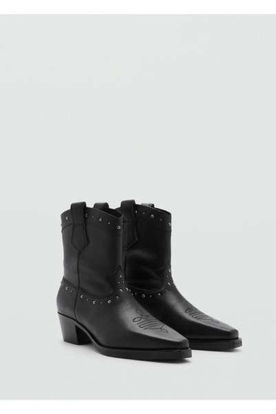 Cowboy style leather ankle boots