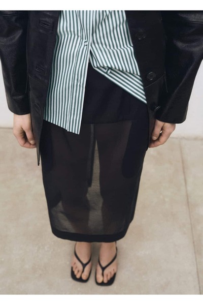 Semi-Transparent Silk Midi Skirt