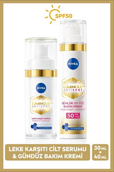 SPF50 Luminous630 дневна крема за лице против дамки 40ml и серум за осветлување на кожата, хијалуронска киселина
