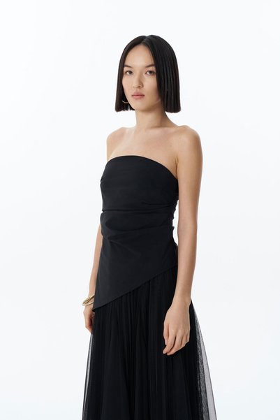 Strapless Asymmetrical Blouse Black