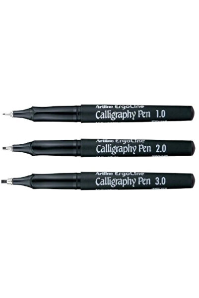 Ergoline Calligraphy сет од 3 калиграфски пенкала, црни - ширина на линија 1.0 - 2.0 - 3.0mm
