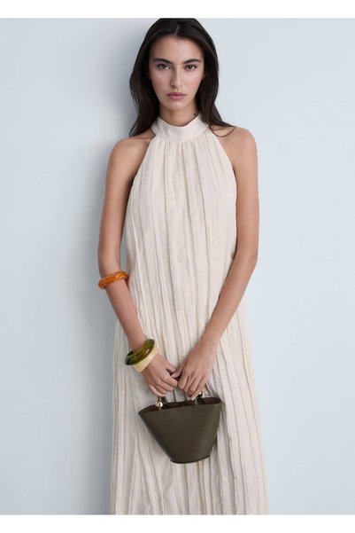Embroidered Linen Blend Dress