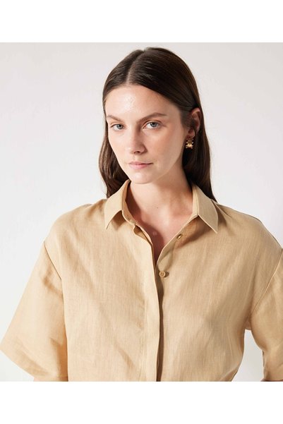 Linen Shirt with Hidden Placket