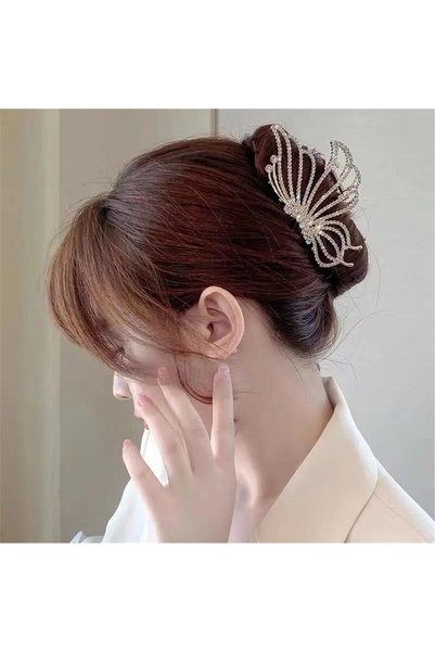 Gold Crystal Stone Large Butterfly Latch Buckle