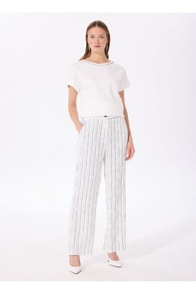 Standard Waist Carrot Ecru - Blue Women's Trousers F5Sl-Pnt0124