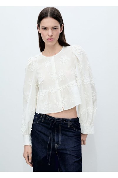 Cotton Embroidered Floral Blouse