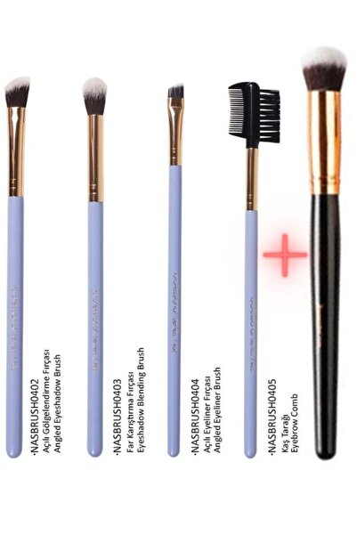 Сет од 4 четки за шминкање на очи и веѓи NASBRUSHSET92R + овална четка за коректор NASBRUSH 136