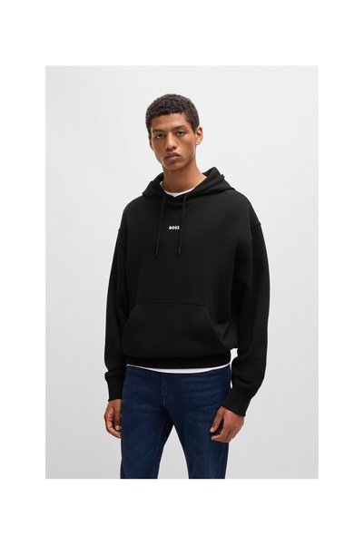 Hoodie in cotton terry with contrasting logo