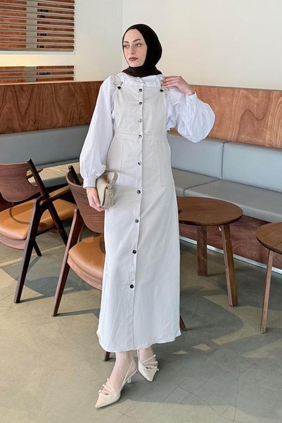 Light Gray Salopet - Buttons on the Front