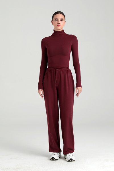 Ultra Soft Lace-Up Trousers Burgundy